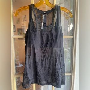 Lululemon Black Mesh Shirt with built in Sports Bra